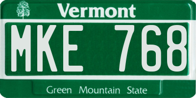 VT license plate MKE768