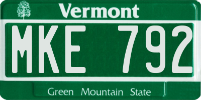 VT license plate MKE792