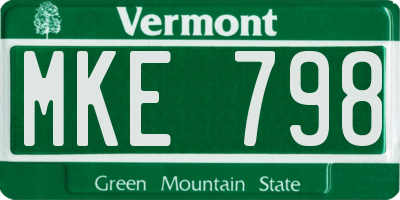 VT license plate MKE798