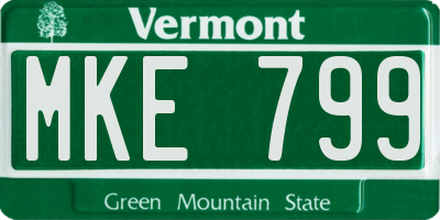 VT license plate MKE799