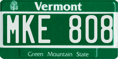 VT license plate MKE808