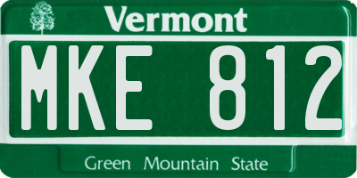 VT license plate MKE812