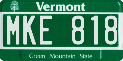 VT license plate MKE818