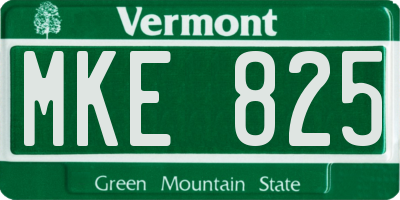VT license plate MKE825