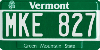VT license plate MKE827
