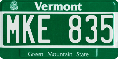 VT license plate MKE835