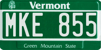 VT license plate MKE855