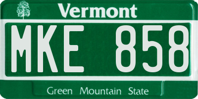 VT license plate MKE858