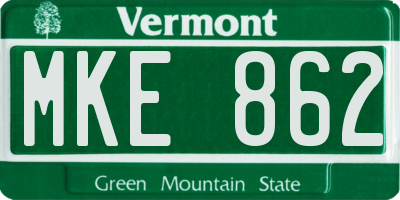 VT license plate MKE862