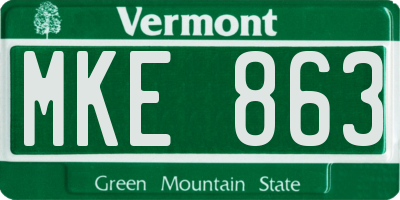 VT license plate MKE863