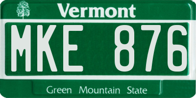 VT license plate MKE876