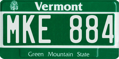 VT license plate MKE884