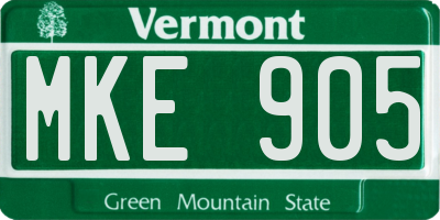 VT license plate MKE905