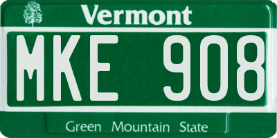 VT license plate MKE908