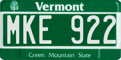 VT license plate MKE922