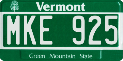 VT license plate MKE925
