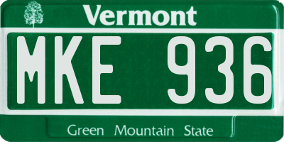 VT license plate MKE936
