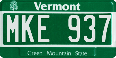 VT license plate MKE937