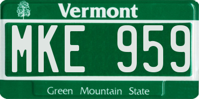 VT license plate MKE959