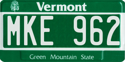 VT license plate MKE962