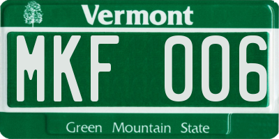 VT license plate MKF006