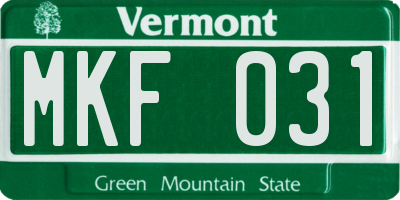 VT license plate MKF031