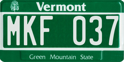 VT license plate MKF037
