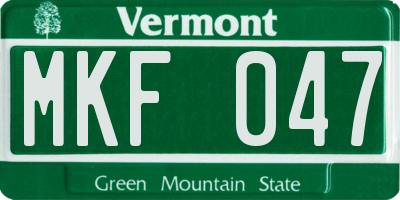 VT license plate MKF047