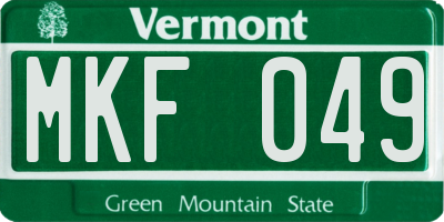 VT license plate MKF049