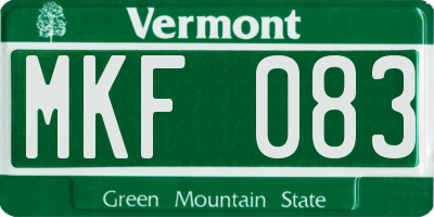 VT license plate MKF083