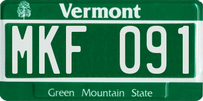 VT license plate MKF091