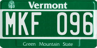 VT license plate MKF096