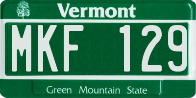VT license plate MKF129
