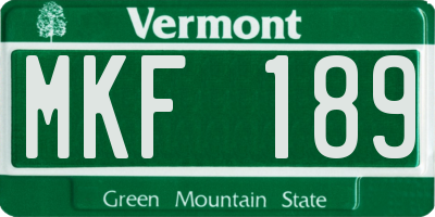 VT license plate MKF189