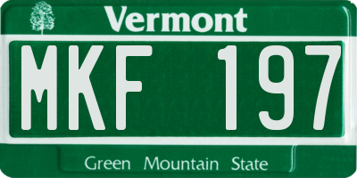 VT license plate MKF197