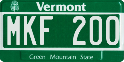 VT license plate MKF200