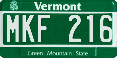 VT license plate MKF216