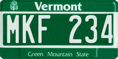 VT license plate MKF234