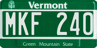 VT license plate MKF240