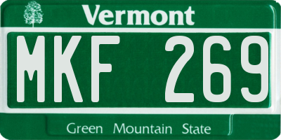 VT license plate MKF269