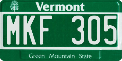 VT license plate MKF305