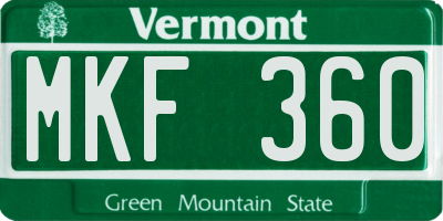 VT license plate MKF360