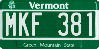 VT license plate MKF381