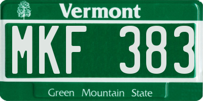 VT license plate MKF383