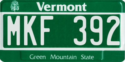 VT license plate MKF392