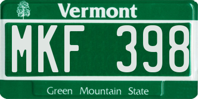 VT license plate MKF398