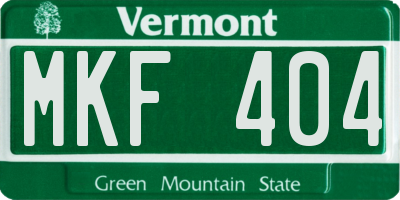 VT license plate MKF404