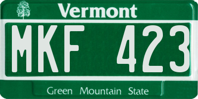 VT license plate MKF423