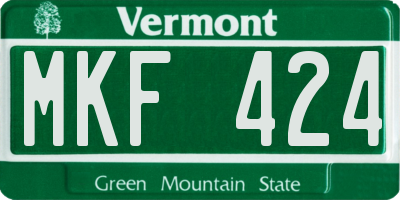 VT license plate MKF424