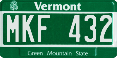 VT license plate MKF432
